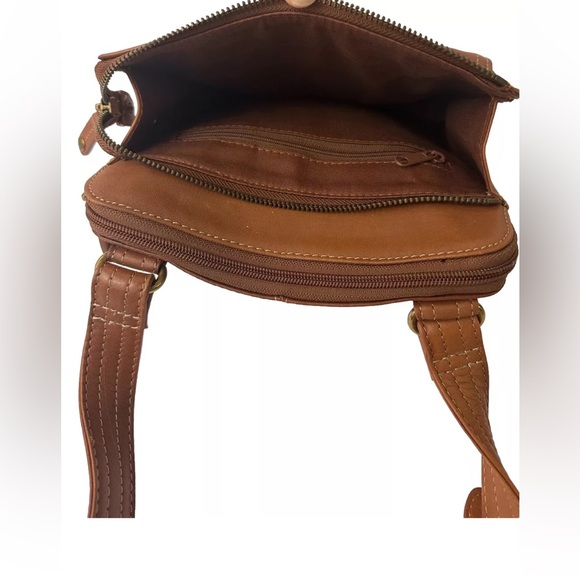 Fossil Brown crossbody bag leather Vintage Double Zip Flap Travel Purse Magnetic - Picture 11 of 15
